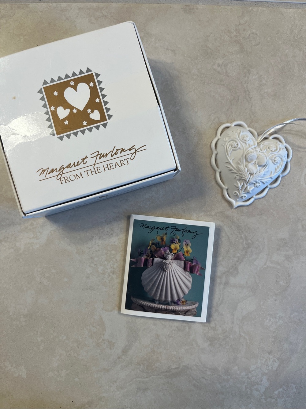 Margaret Furlong "From the Heart" White Heart Ornament